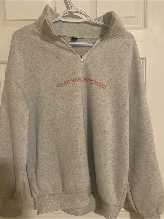 Other - Classic Half-Zip Crewneck Sweatshirt - Light Heather Gray with Red Script